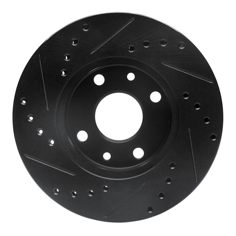 Kia Spectra Brake Rotor (1) - Front Right - R1 Concepts - Drilled & Slotted - Black - `94-`00